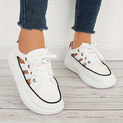 Women's Hollow Platform Lace Up Sneakers Thick Bottom Shoes