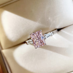 Square Pink Zircon Ring Size 5 10