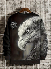 Eagle Head 3D Print Men's Round Neck Sweatshirt Pullover