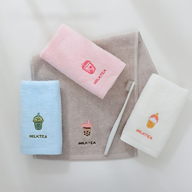 4pcs 100% Cotton Cartoon Face Towel for Kids, Soft Absorbent Towel for Babies