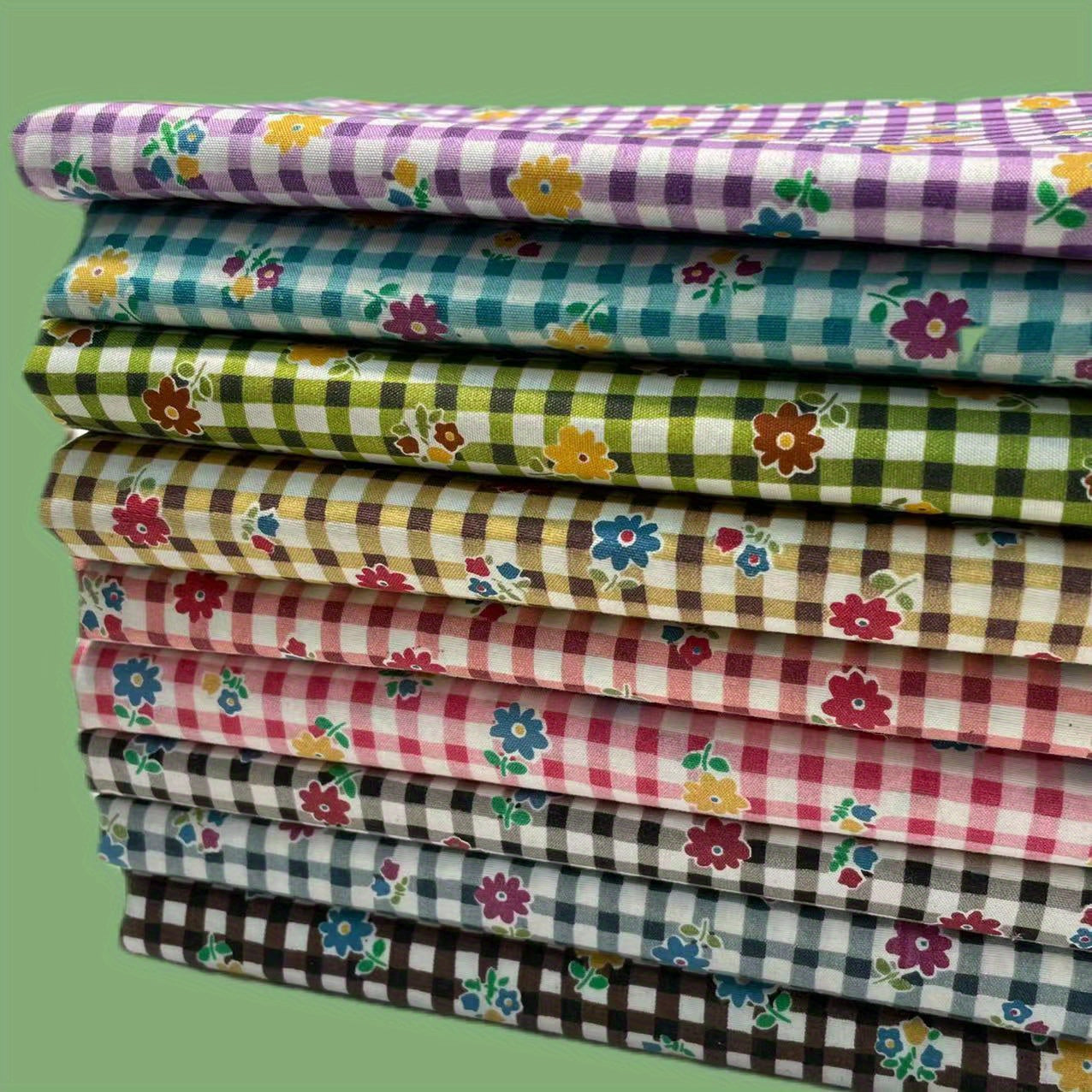9pcs Floral Polyester Fabric DIY Sewing Scrapbooking Quilting