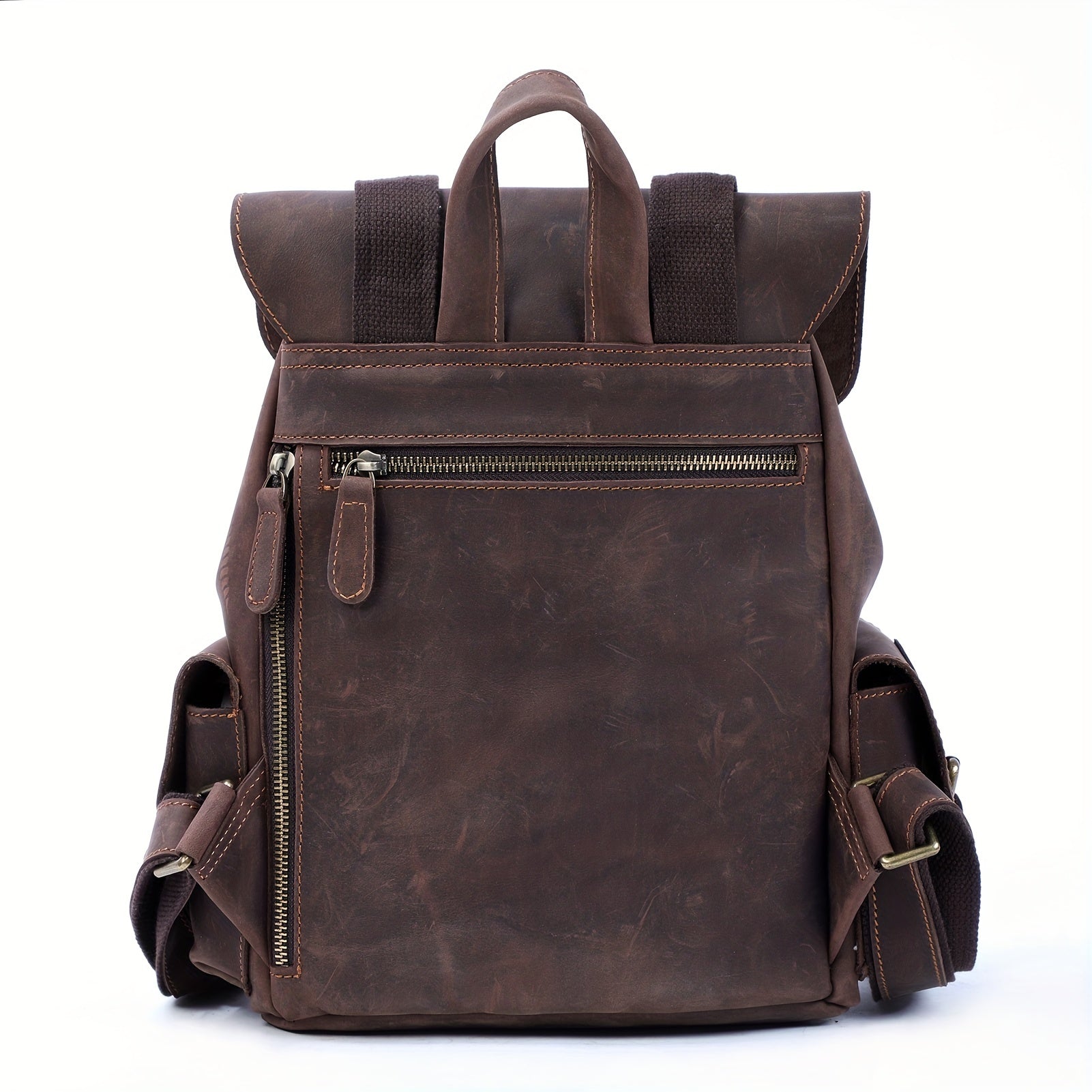 Vintage Leather Backpack Classic Schoolbag Crazy Horse Leather Bag