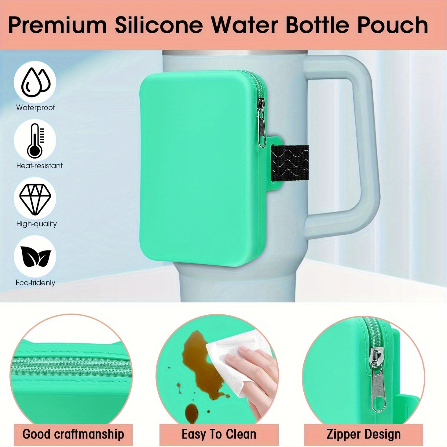 Silicone Pouch Bag For Tumbler Cup Waterproof Handheld Storage Wallet