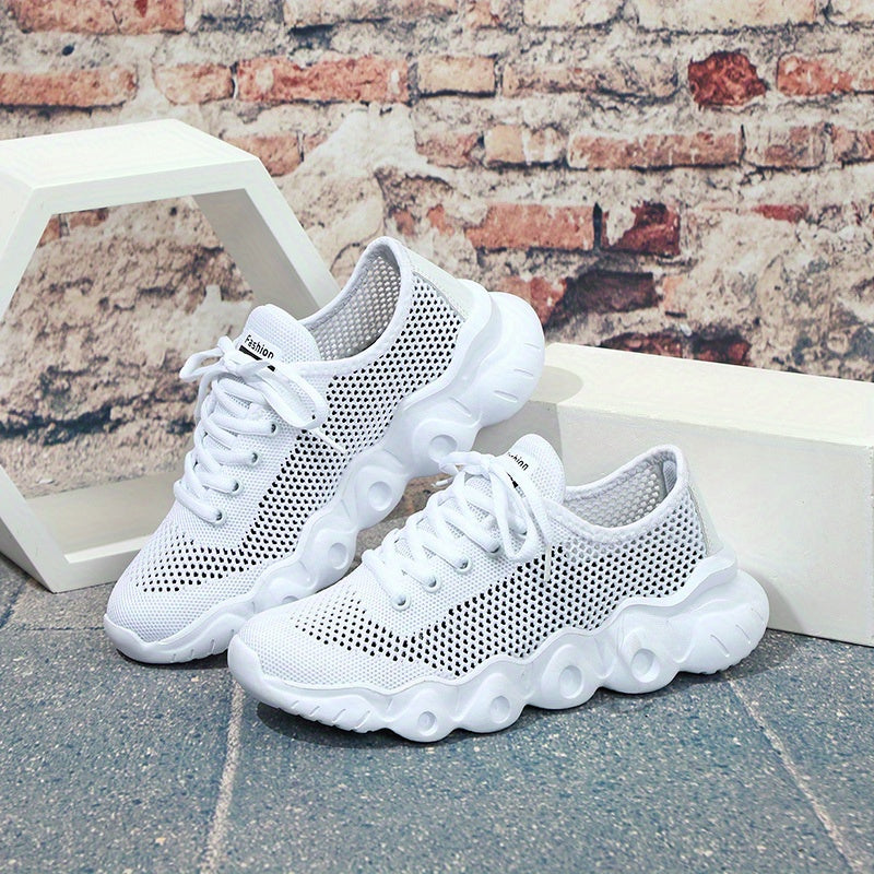 Women's Mesh Sneakers Lace Up Running Shoes Lightweight Hollow Out Shoes