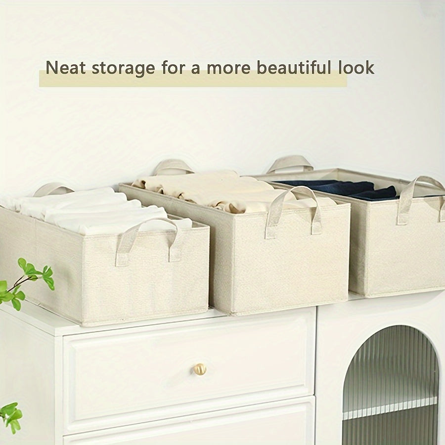 Foldable Storage Box Clothes Bamboo Cotton Finishing Storage