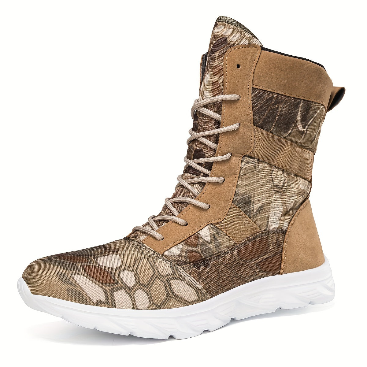 Camouflage Faux Leather Military Combat Boots