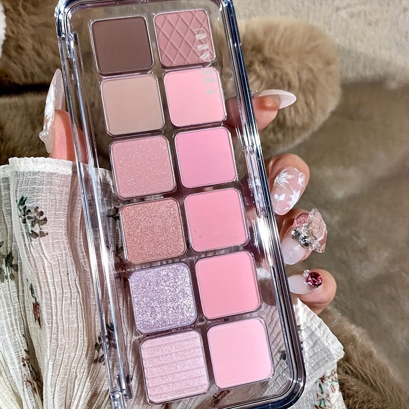 Pink Brown 12 Shadow Palette Matte Pearl Desire Sequins