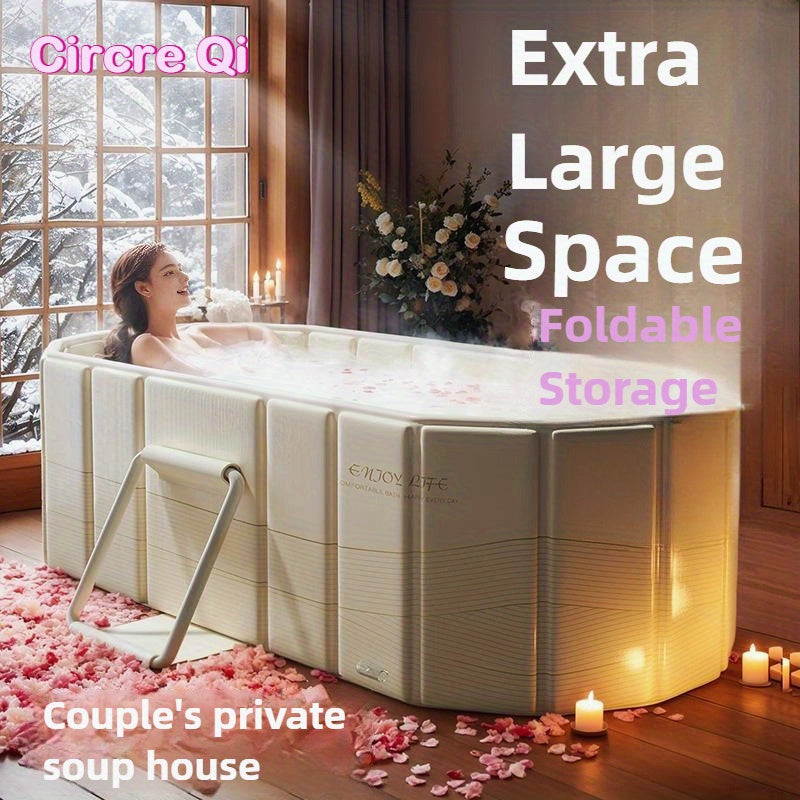 59 Inch Golden Foldable Bathtub for Adults No Installation