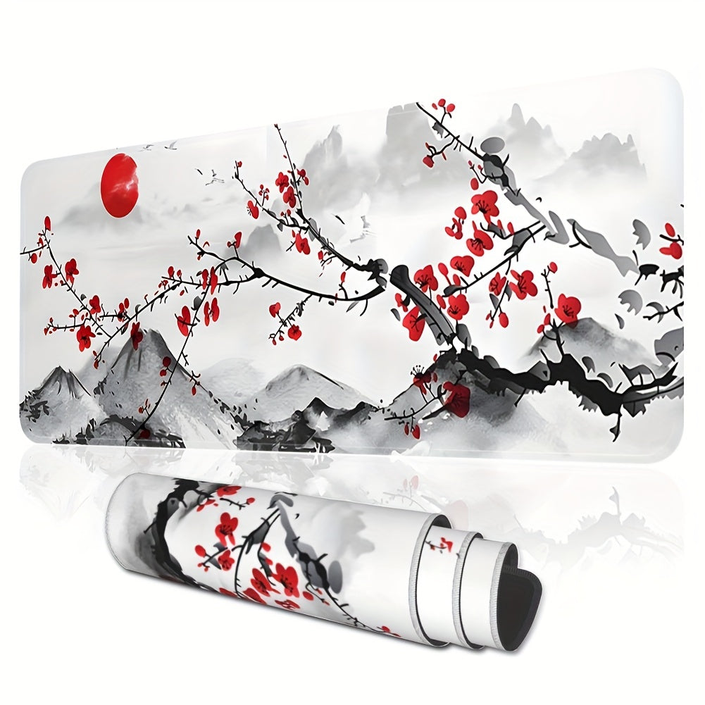 Plum Blossom Ink Painting Large Mouse Pad for Desktop