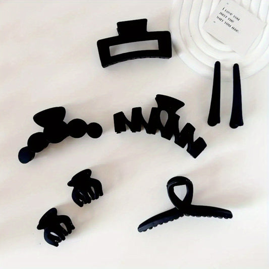 8pcs Acrylic Frosted Hair Claw Solid Shark Claw Hair Accessories