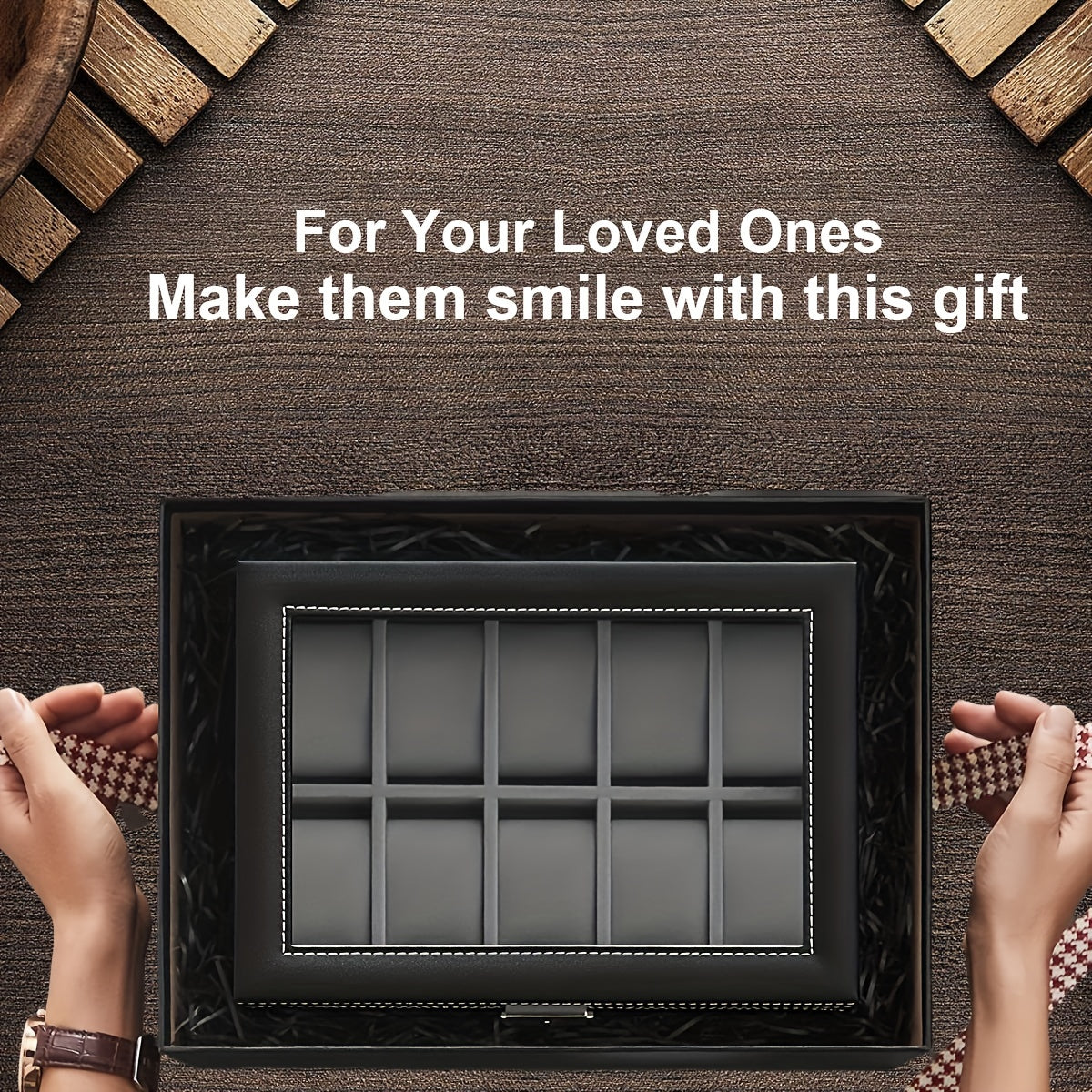 Double Layer Watch Storage Box Plain Leather