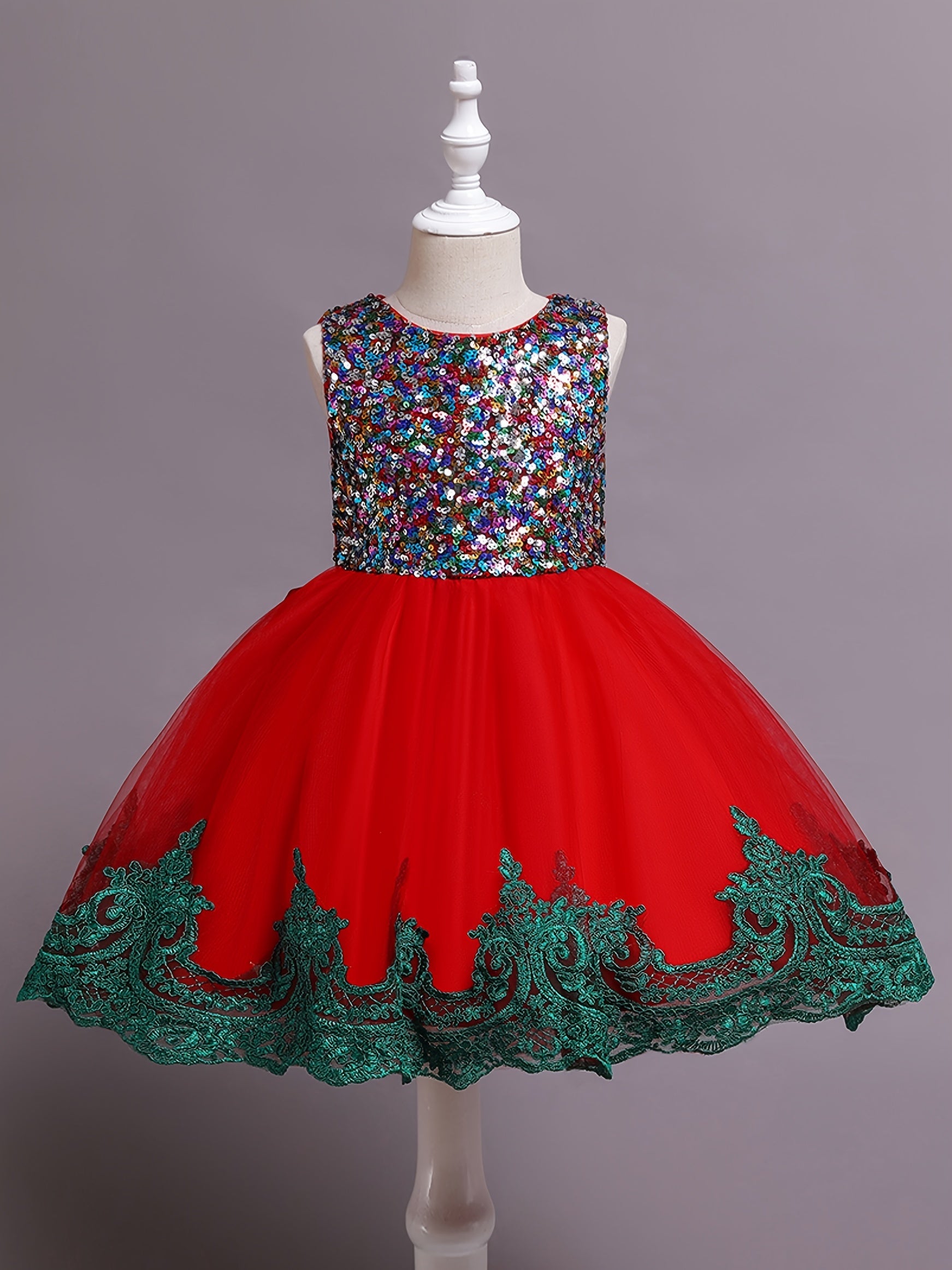 Girls Sequin Mesh Princess Dress Sleeveless Summer Dresses