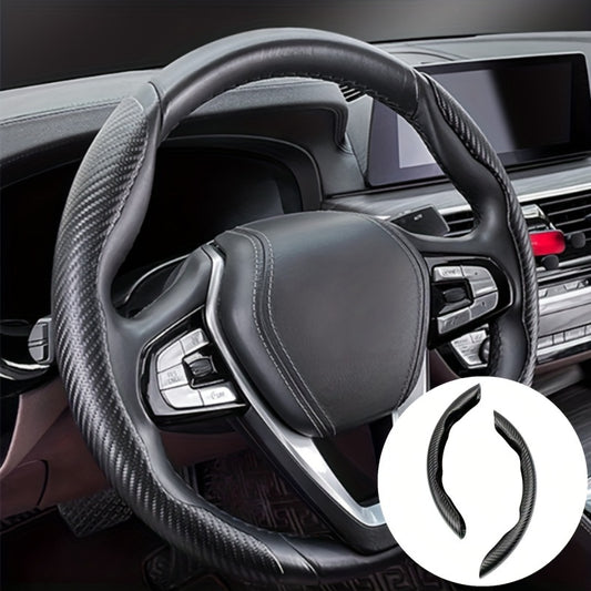 2pcs Carbon Fiber Car Steering Wheel Cover for 15inch Auto Accessories
