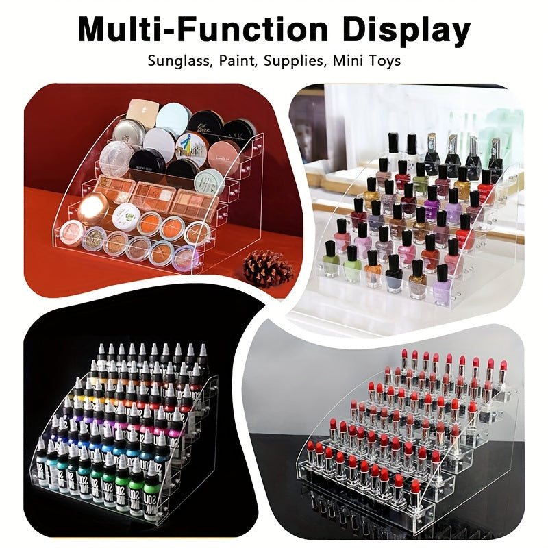 2 Tier Acrylic Nail Polish & Lipstick Holder Clear Display Stand