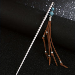 Retro Style Hair Stick With Turquoise Bead Tassel Boho Style Hair Pin