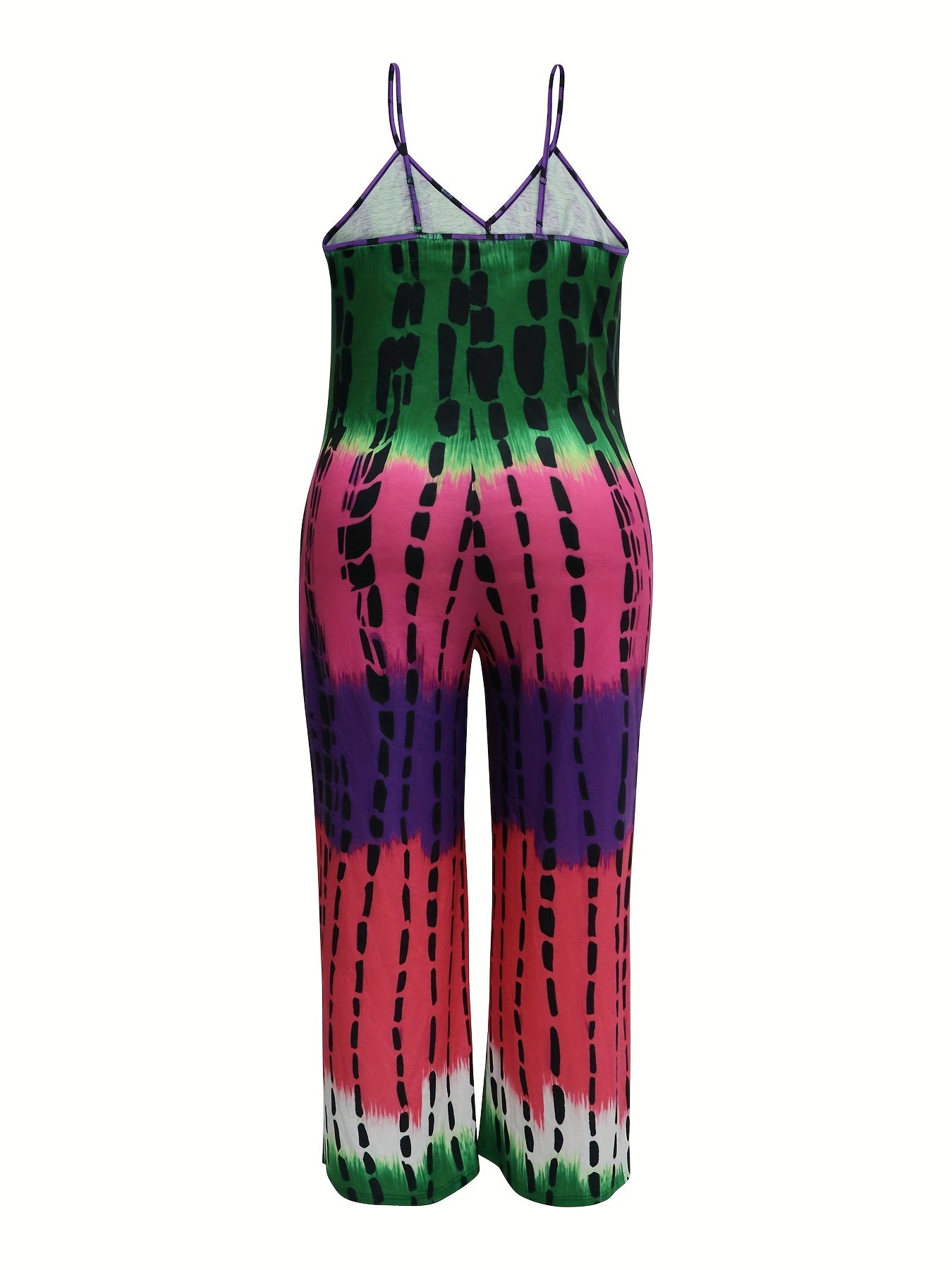  Tie Dye V Neck Wide Leg Jumpsuit