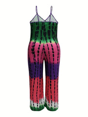  Tie Dye V Neck Wide Leg Jumpsuit