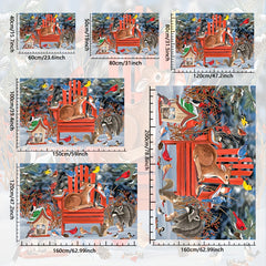 Animal Pattern Rug - Bird, Squirrel, Red Seat Print Mat