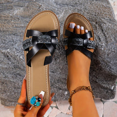 Braid Flat Slides Cross Straps Sports Sandals Women's Footwear