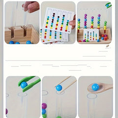 Wooden Bean Counting Game Educational Toy Interactive Learning Activity