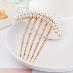 Rhinestone Faux Pearl Hair Comb Pin for Women
