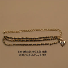 Gold Heart Pendant Waist Chain Double Layer Decorative Dress Girdle