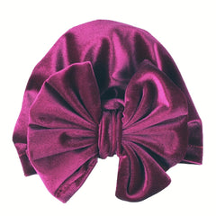 Striped Velvet Bow Baby Hat for Daily Life