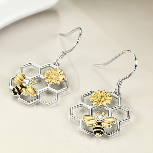 Bee Sunflower Honeycomb Earrings Gift for Girls Kids