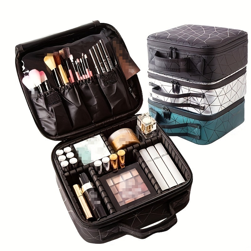 Adjustable Compartments Travel Makeup Train Case for Women