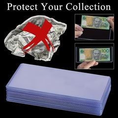 10pcs Currency PVC Coin Top Mount Sleeve Display Holder Clear