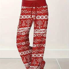  Boho Pants Women's Plus Allover Print Wide Leg Trousers