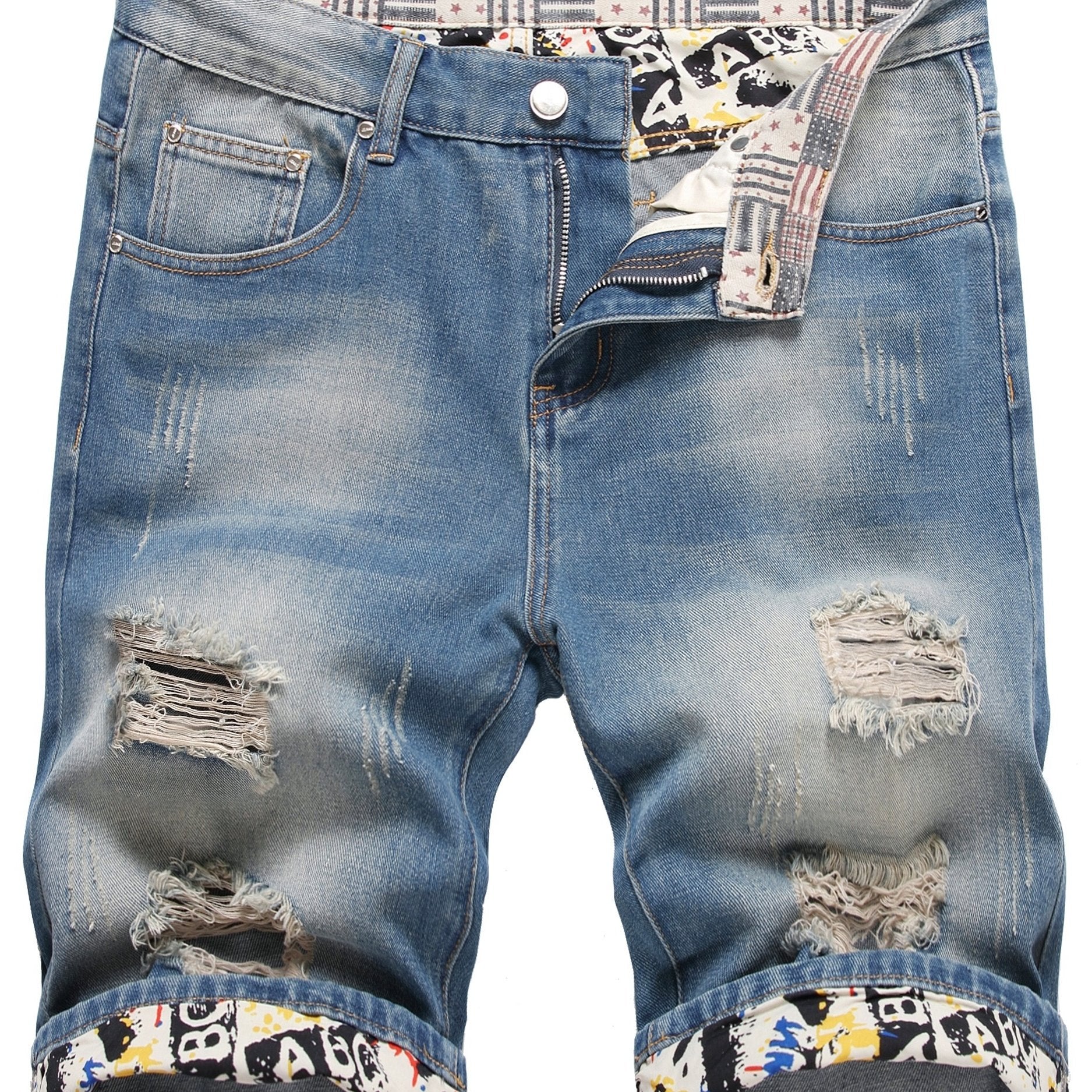 Men's Distressed Denim Shorts for Summer