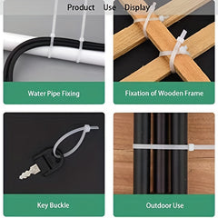 100pcs Transparent Self-Locking Cable Zip Ties for Indoor/Outdoor Use