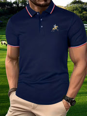 Men's Cartoon Graphic Polo Shirt Active Stretch Lapel Button Up Short Sleeve