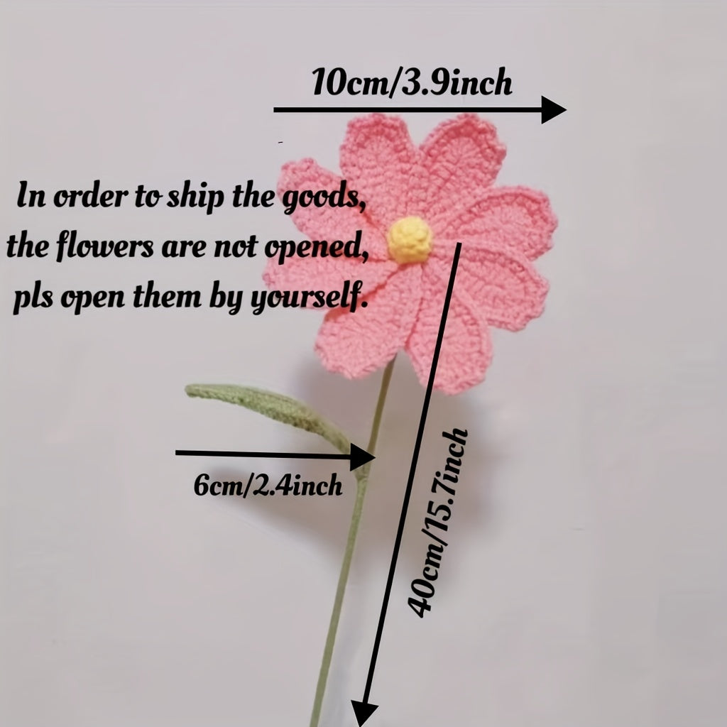Crochet Knitted Flower Forever Mothers Valentines Teachers Decor