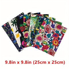 7 Pcs 24 X 24 Tropical Rainforest Plant Print Fabric DIY Cotton Fabric