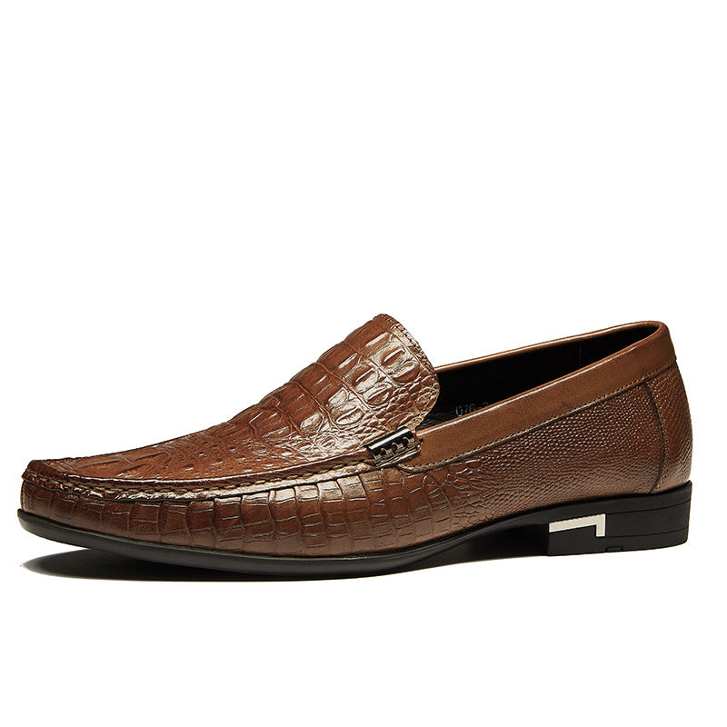 Men's Crocodile Embossed Leather Formal Shoes Pointed Toe Slip On Dress Shoes