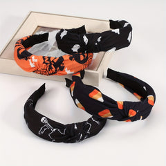 Halloween Ghost Print Headband Pumpkin Spider Web Pattern Headdress