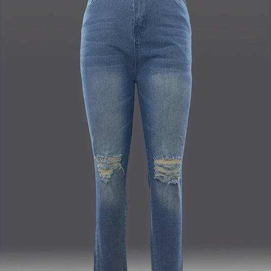 Water Ripple Embossed Ripped Jeans