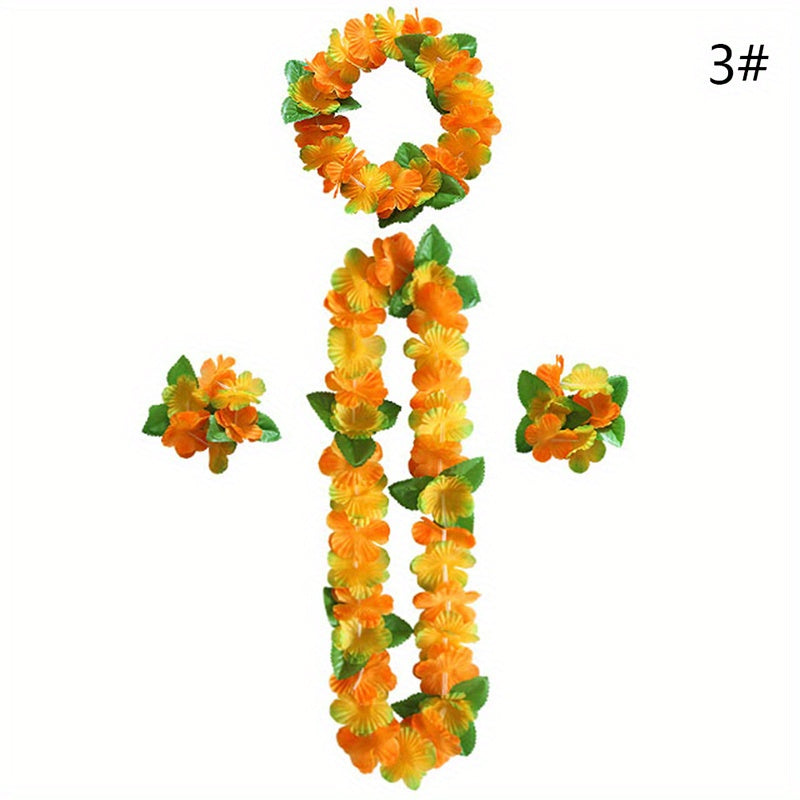 4Pcs Hawaiian Flower Leis Garland Necklace DIY Decoration Fancy Dress Party