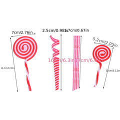 2pcs Candy Cane Christmas Tree Pendant Decor Red Candy Lollipop