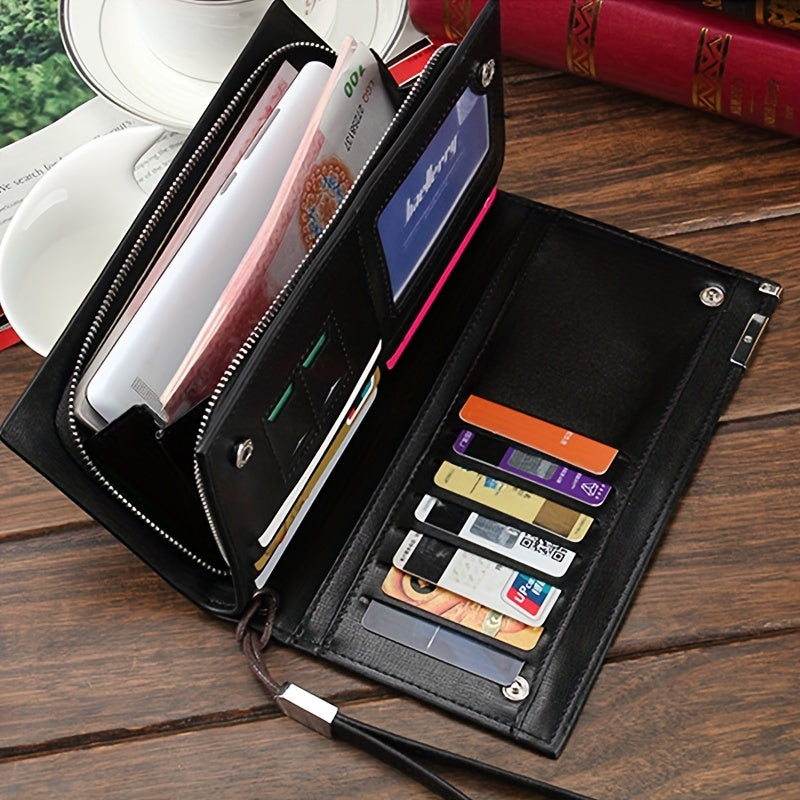 Men's Leather Zipper Handbag Long Wallet Clutch Bag Phone Bag
