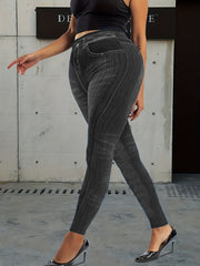  Denim Print High Rise Leggings
