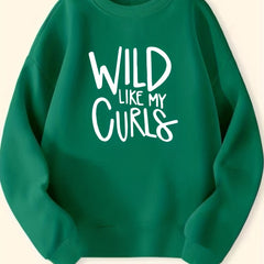 Girls Wild Like My Curls Sweatshirt Long Sleeve Pullover Spring Fall Clothing