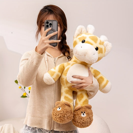 Large Giraffe Plush Toy - Brown & Spotted Cartoon Animal Stuffed Animal