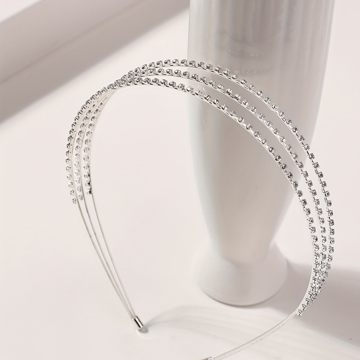 Three Layered Rhinestone Headband Metal Head Hoop Bridal Headdress