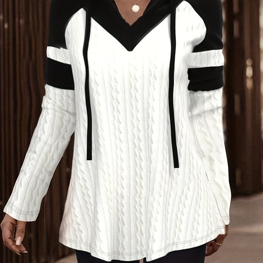  Women's Colorblock Cable Hoodie