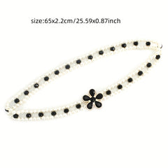 Faux Pearl Girdle Elastic Waistband Women Dress Belt