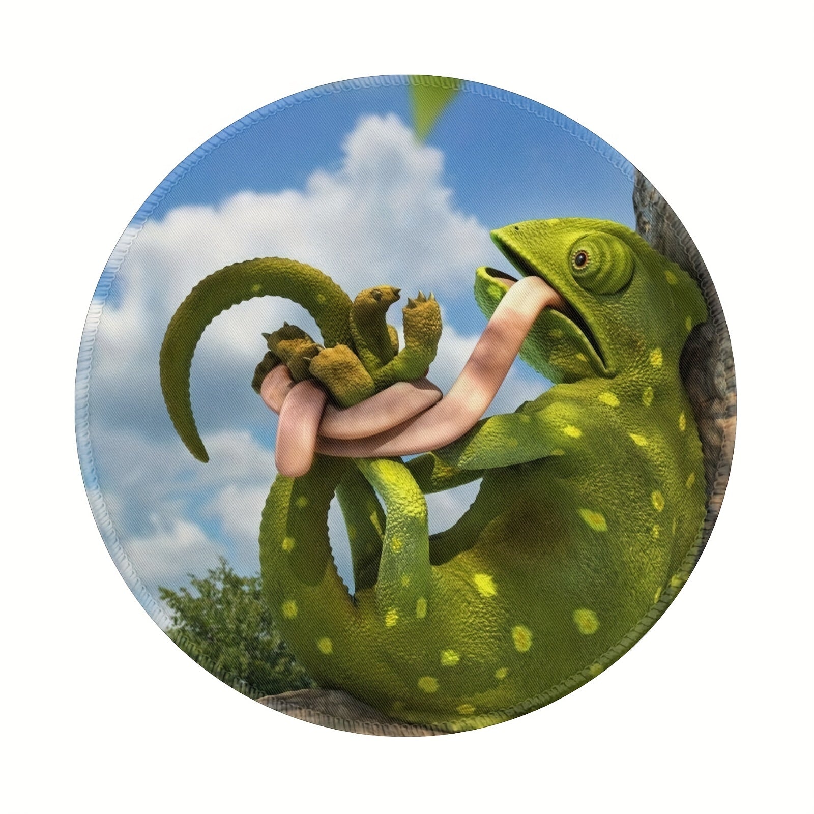 Chameleon Patterned Circular Stitched Edge Mouse Pad - Office Home