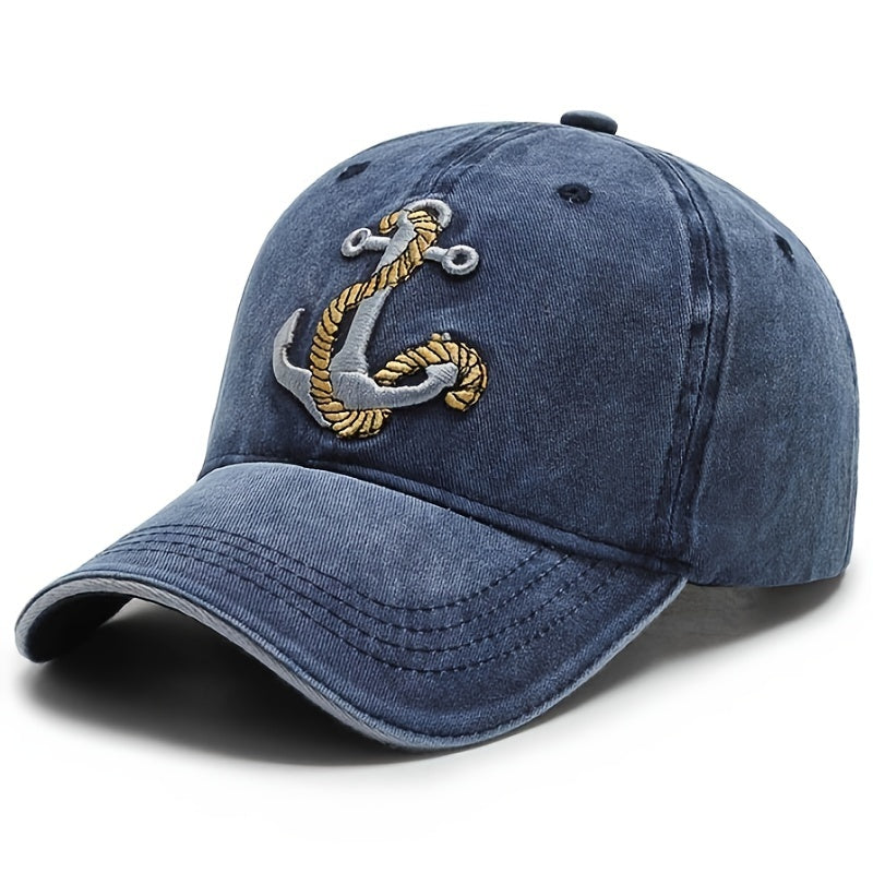 Anchor Embroidered Baseball Cap Lightweight Adjustable Trucker Sun Hat